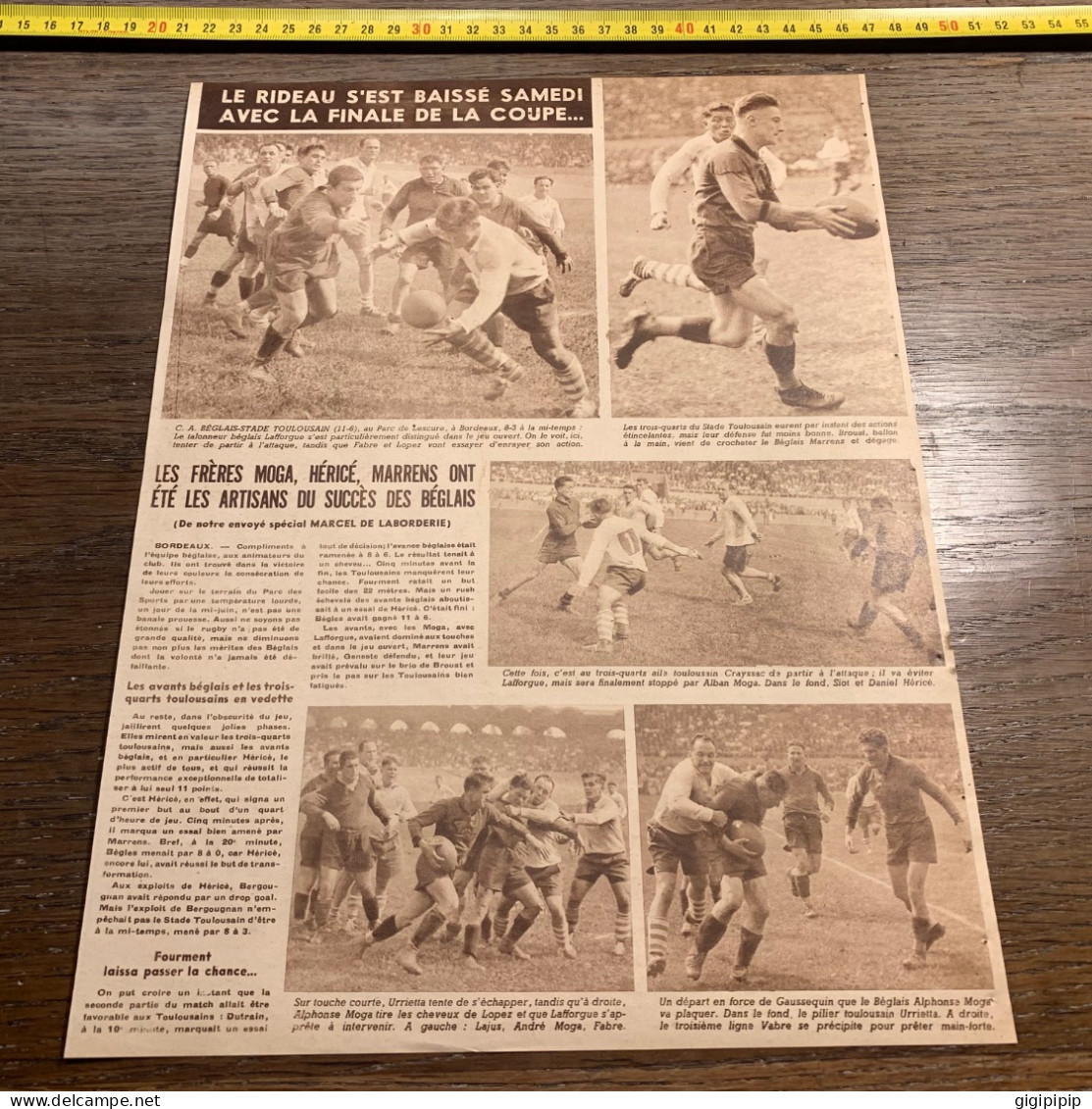 1949 B&C Rugby BÉGLAIS STADE TOULOUSAIN Begles FRERES MOGA, HERICE, MARRENS - Collections