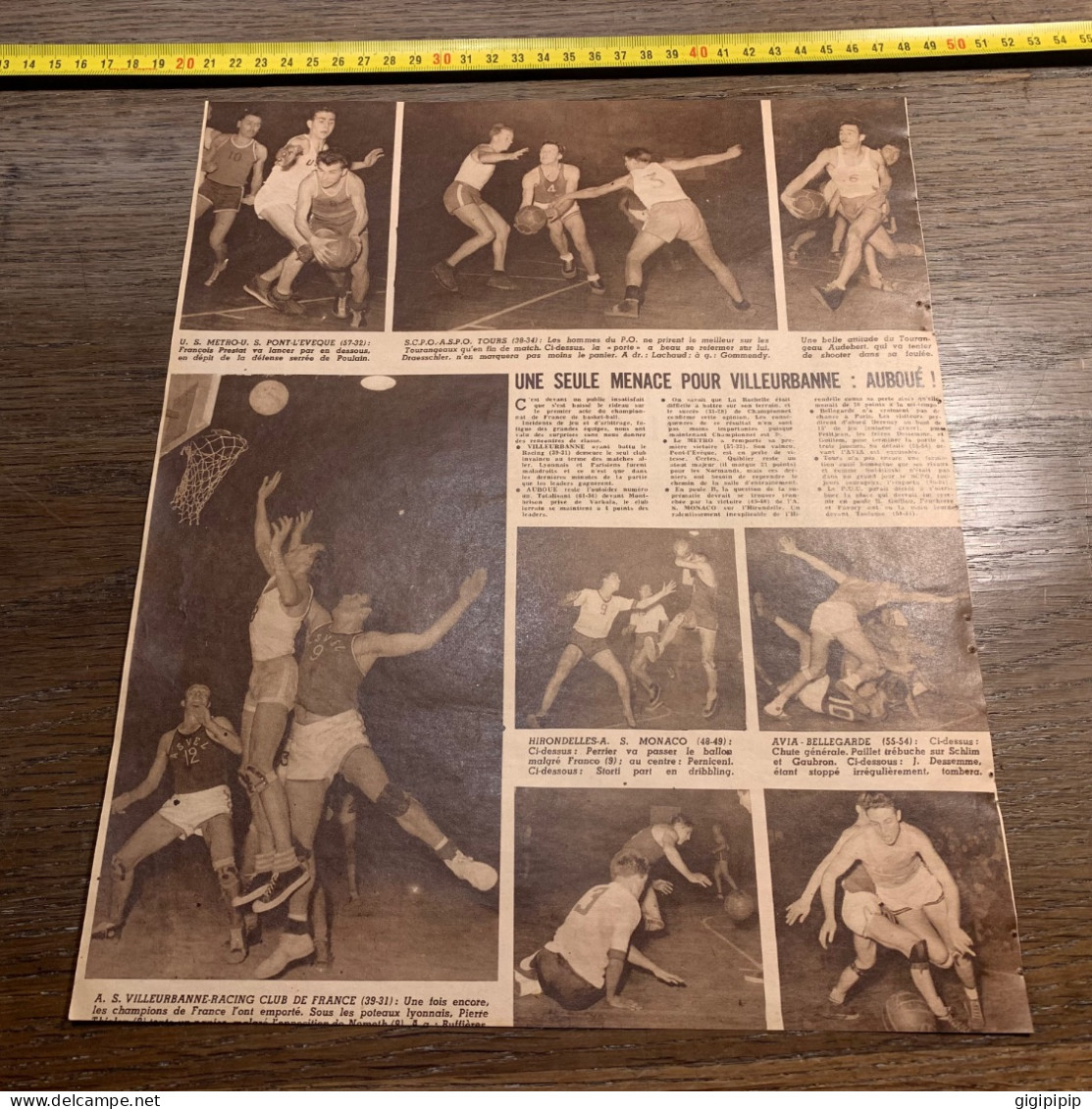 1949 B&C Basket Ball VILLEURBANNE ROBERT BUSNEL Boxe DUSSART BAOUR Tiberio Mitri - Collections