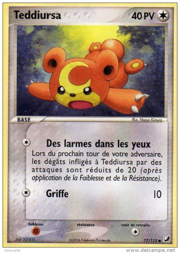 Carte Pokemon 77/115 Teddiurna 40 Pv 2006 - Altri & Non Classificati