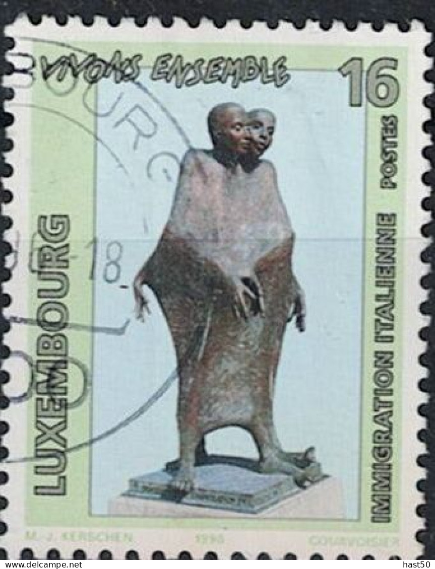 Luxemburg - L’abbraccio; Bronzestatue (MiNr: 1399) 1996 - Gest Used Obl - Gebraucht