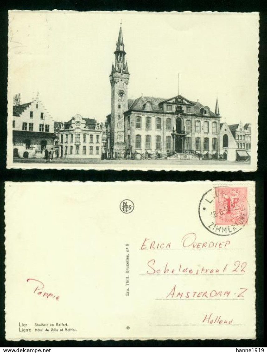 Lier Stadhuis En Belfort Briefstempel 1958 Lier Zimmertoren Htje - Lier