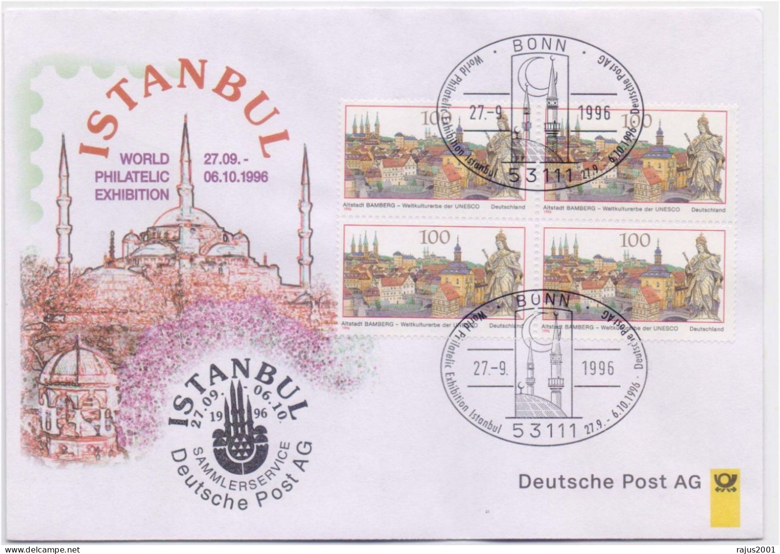 World Philatelic Exhibition Istanbul, Grand Mosque, Islamic, Islam, Pictorial Postmark Germany Cover 1996 - Islam