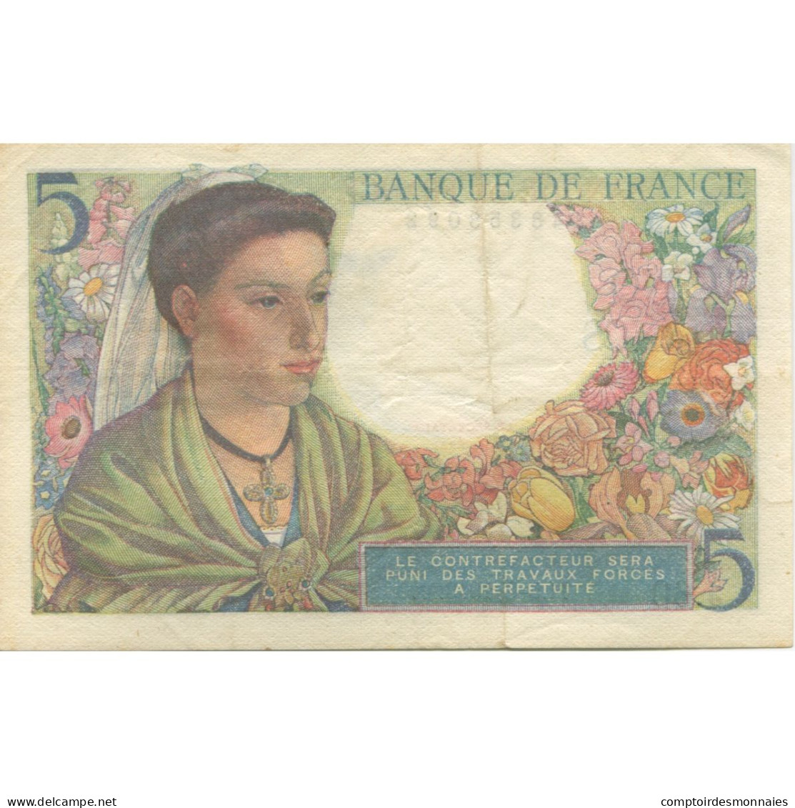 France, 5 Francs, Berger, 1943, 1943-08-05, SUP, Fayette:5.3, KM:98a - 5 F 1943-1947 ''Berger''