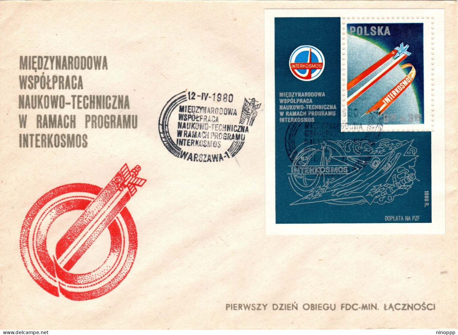 Poland 1980 Intercosmos Cooperative Space Programme Minisheet,First Day Cover - FDC