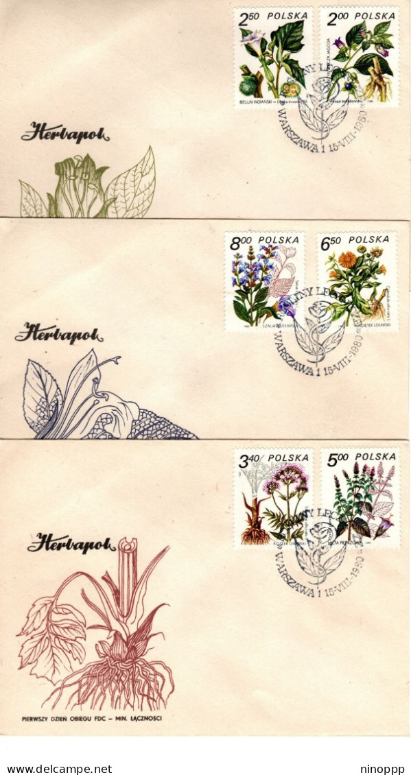 Poland 1980 Medicinal Plants,set 3,First Day Cover - FDC