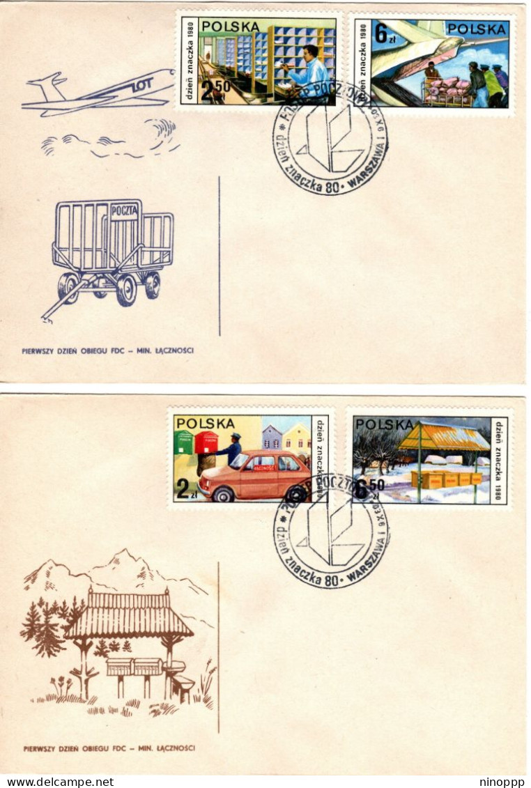 Poland 1980 Stamp Day Set 2 First Day Cover - FDC