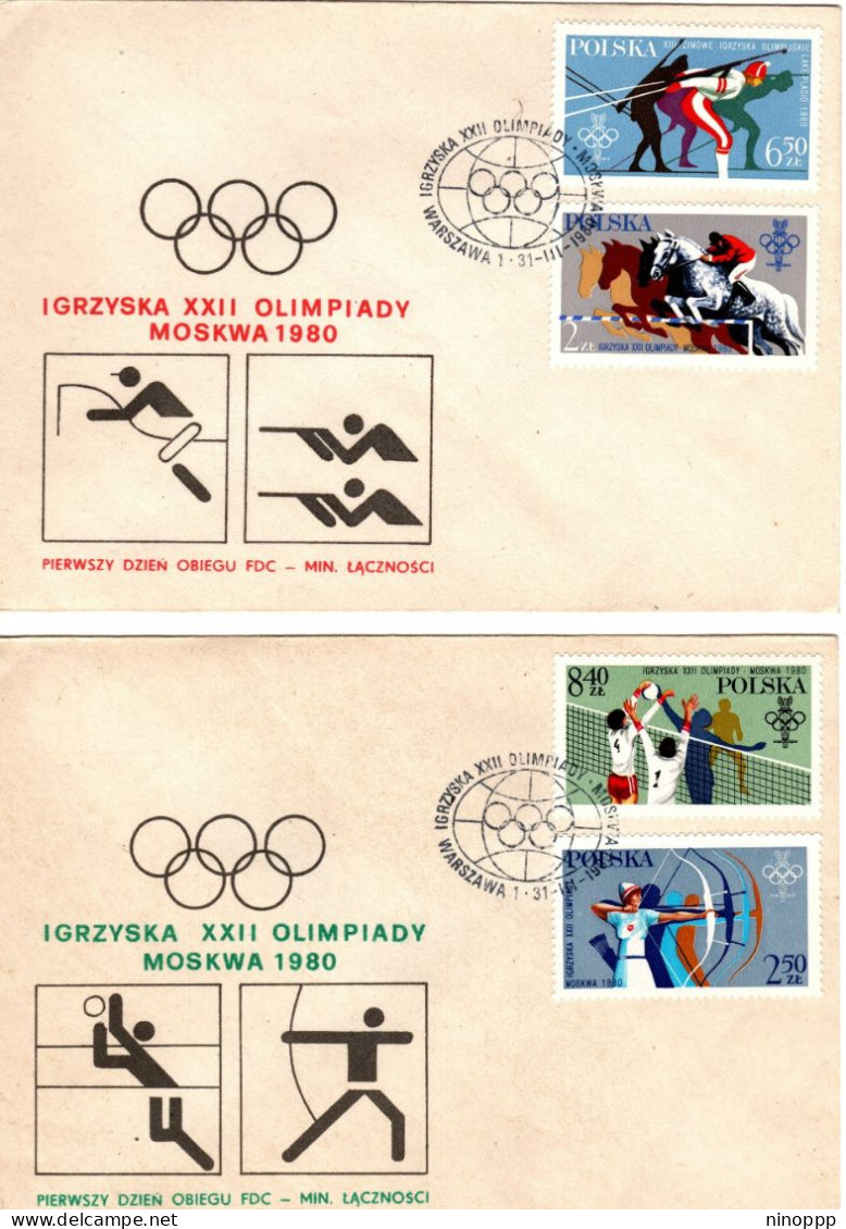 Poland 1980 Winter Olympic Games Set 2,First Day Cover - FDC