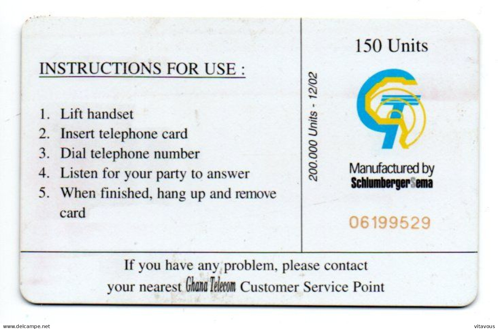 Télécarte Ghana 150 Units Phonecard  (G 1058) - Ghana