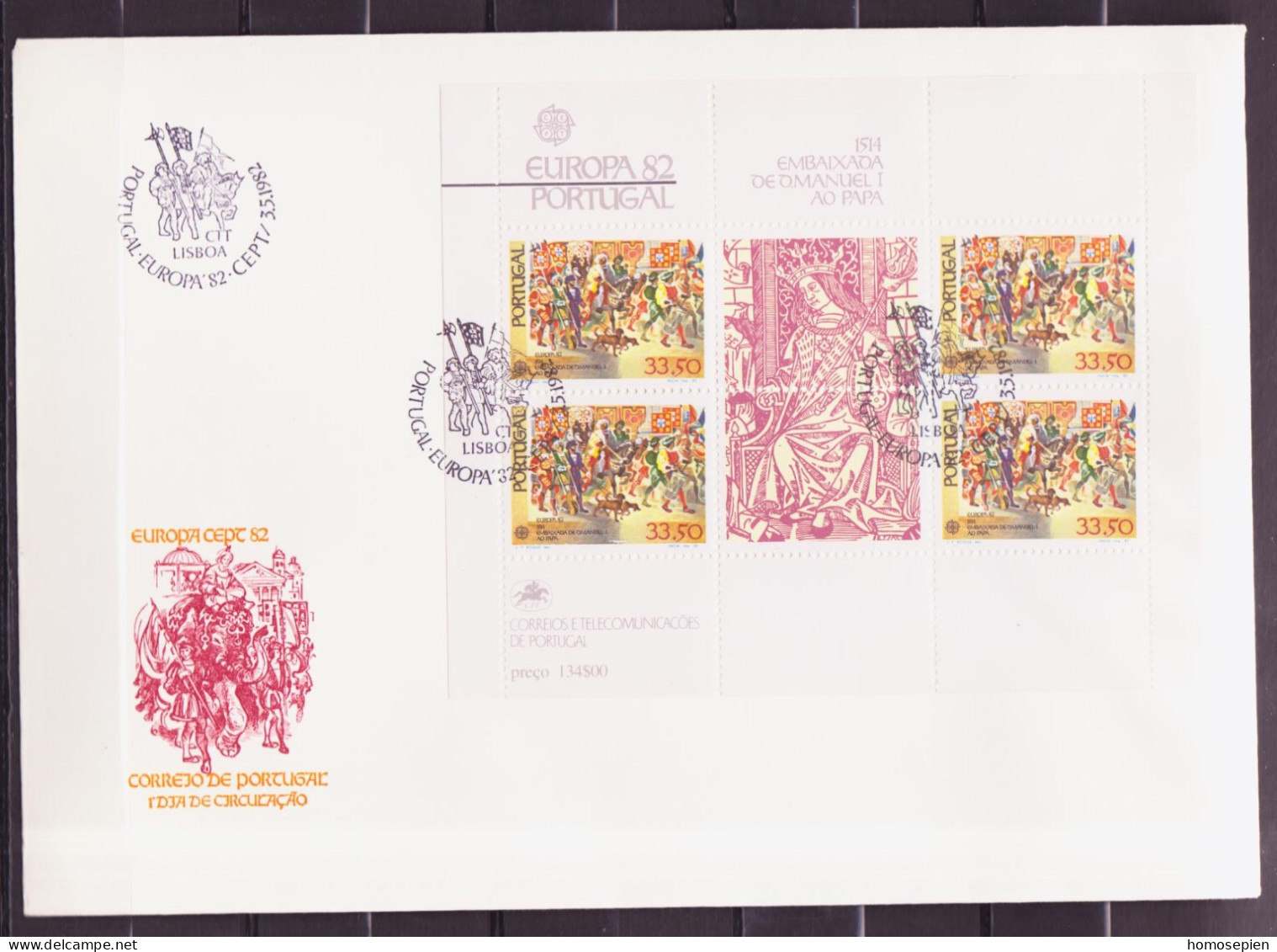 Portugal FDC1 1982 Y&Tn°BF36 - Michel N°B35 - 33,50e EUROPA - FDC