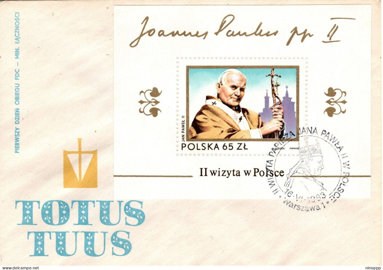 Poland 1983 Pope John Paul II Visit Miniature Sheet,First Day Cover - FDC