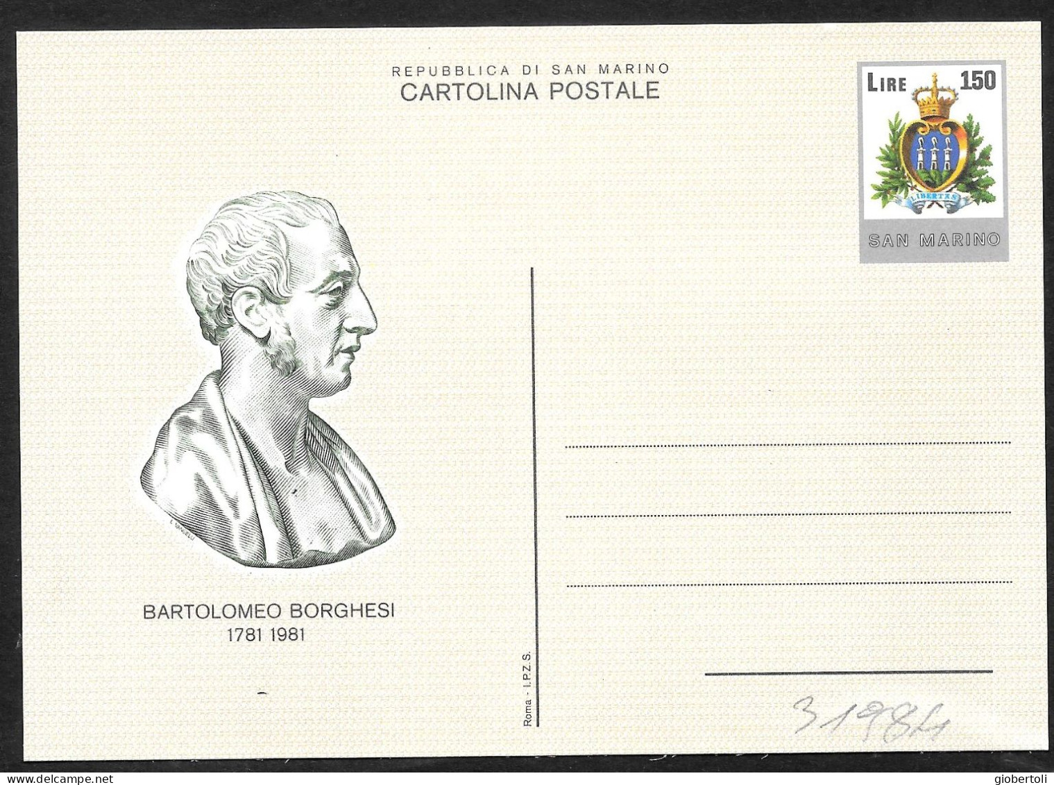 San Marino/Saint Marin: Intero, Stationery, Entier, Bartolomeo Borghesi, Numismatico, Numismatic, Numismatique - Monnaies