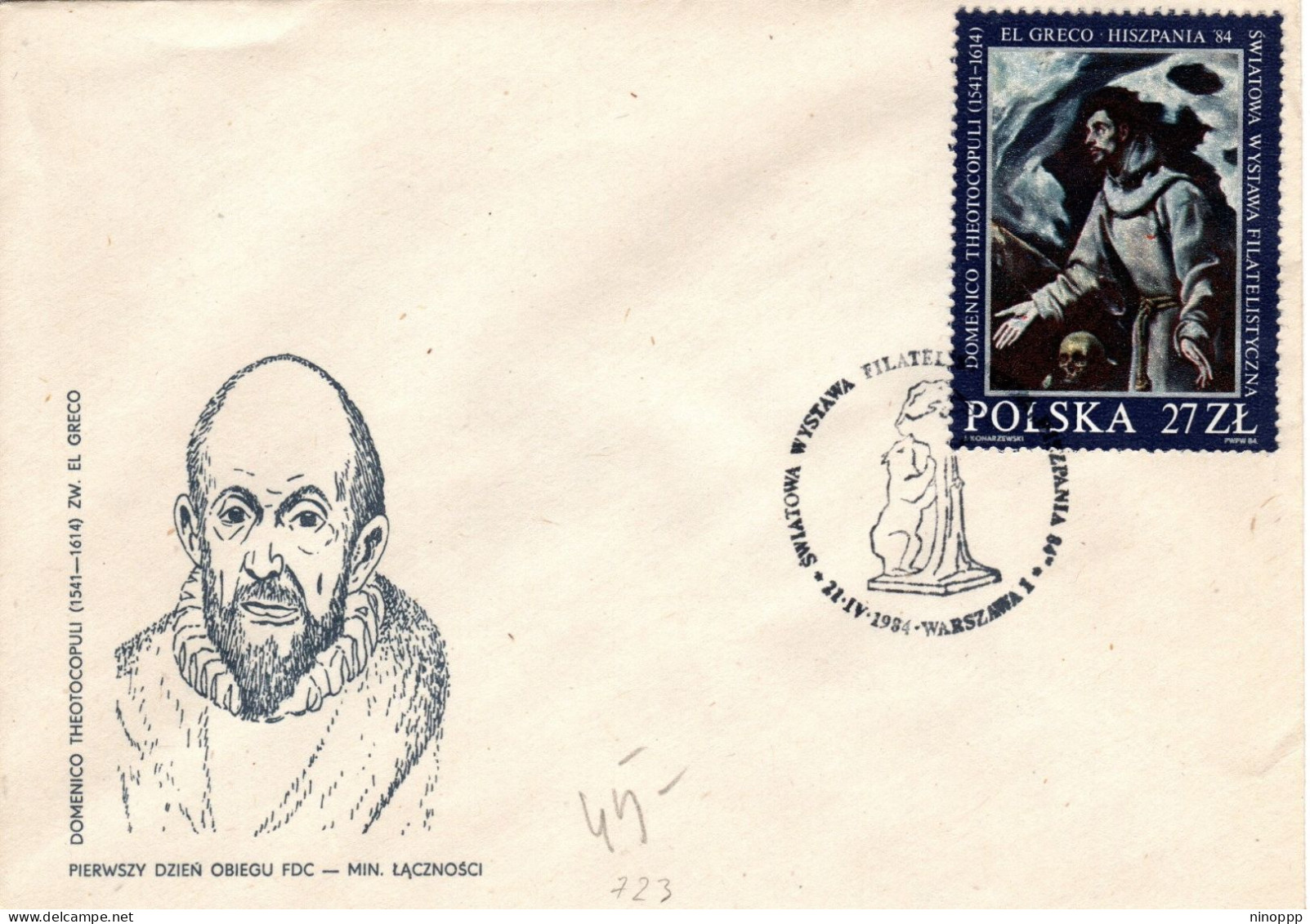 Poland 1984 Paintings St Francis By El Greco, First Day Cover - FDC