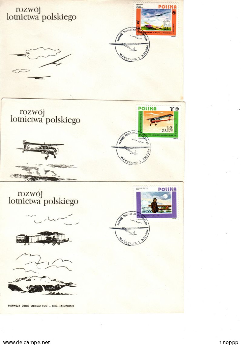 Poland 1984 Polish Aviation Set 7  First Day Cover - FDC