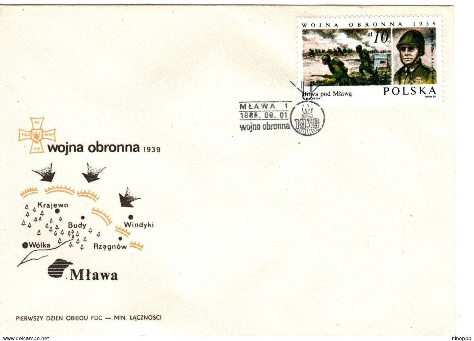 Poland 1985 WW II Battle Attack On Mlawa  First Day Cover - FDC