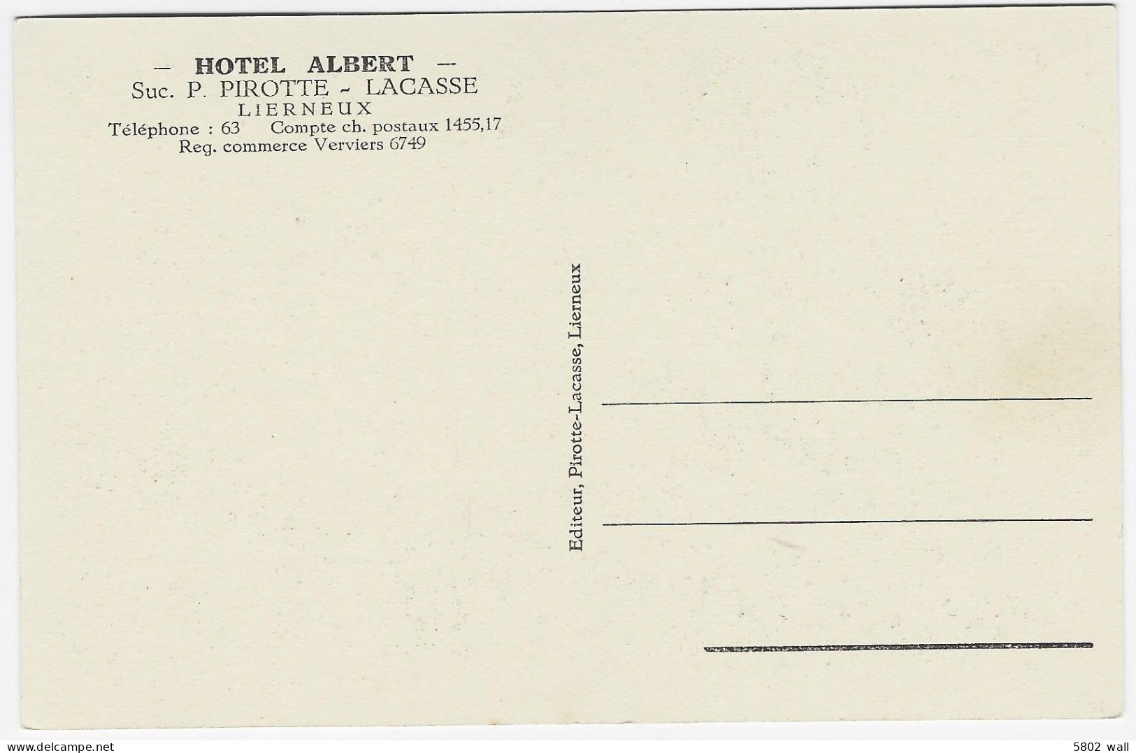 LIERNEUX : Hôtel Albert Succ. P. Pirotte - Petite Animation - Lierneux
