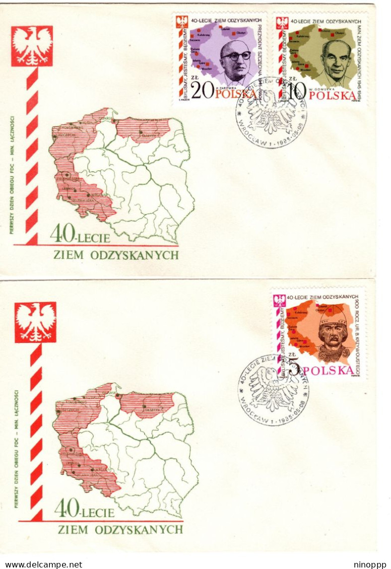 Poland 1985 Restoration Of Western And Northern Territories Set 2  First Day Cover - FDC