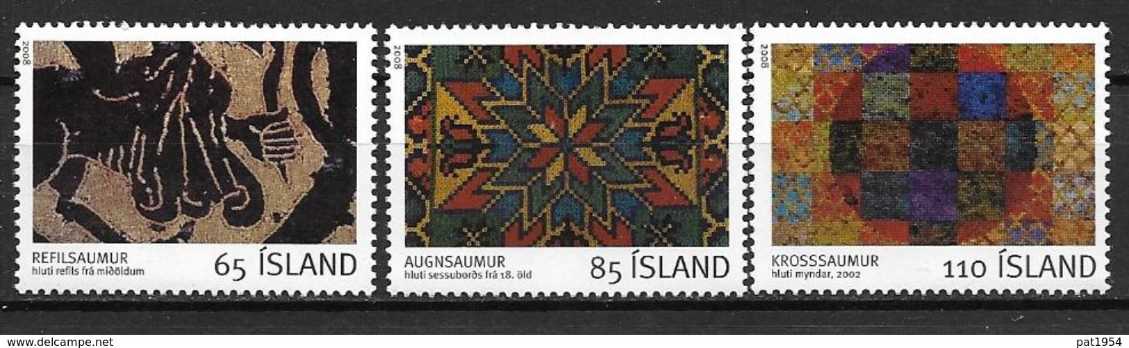 Islande 2008 N°1119/1121 Neufs** Artisanat Broderie - Unused Stamps