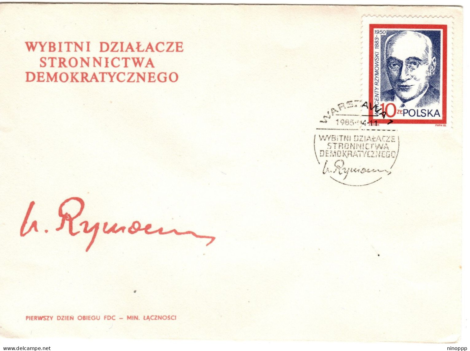 Poland 1985 Vincent Rzymowiski,  First Day Cover - FDC