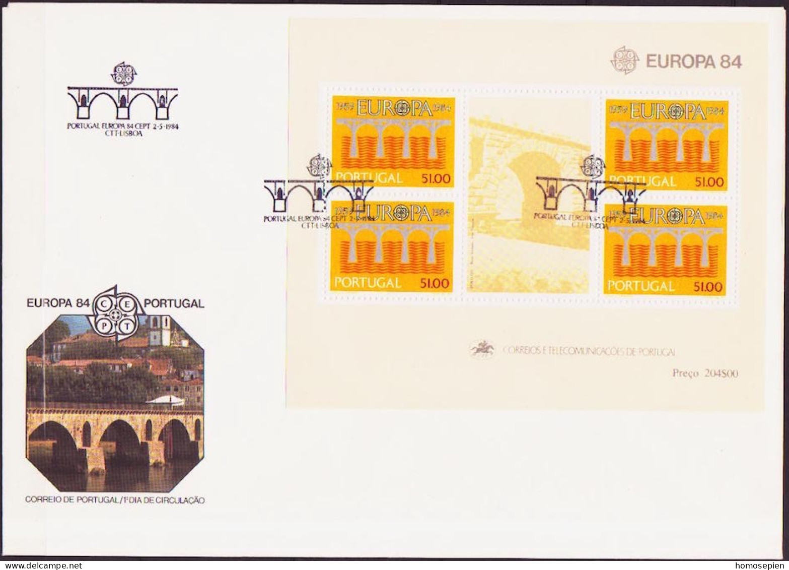 Portugal FDC 1984 Y&Tn°BF44 - Michel N°B43 - 51e EUROPA - FDC