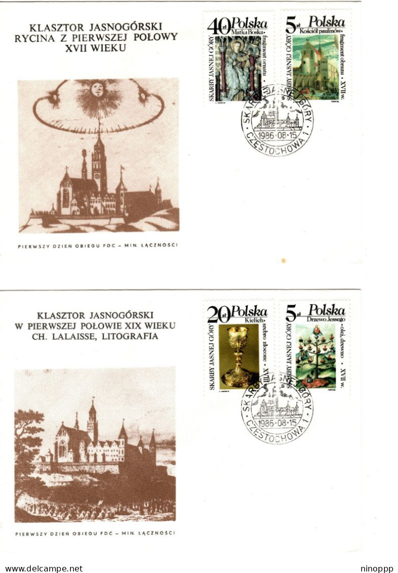 Poland 1986 Monastery, Set 2 First Day Cover - FDC