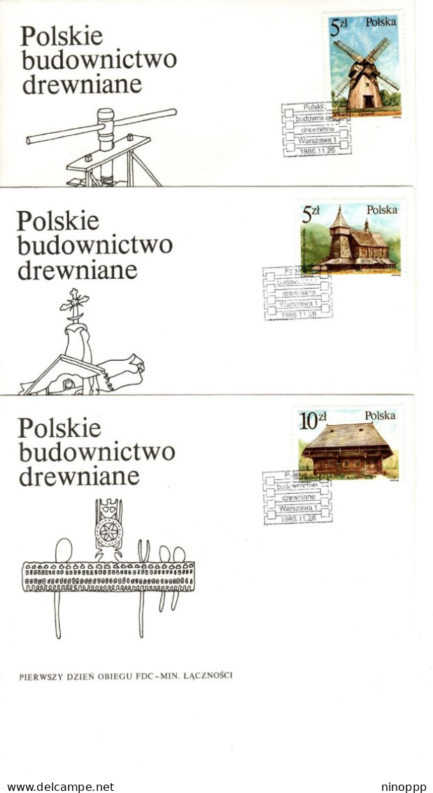 Poland 1986 Architecture, Set 6 First Day Cover - FDC