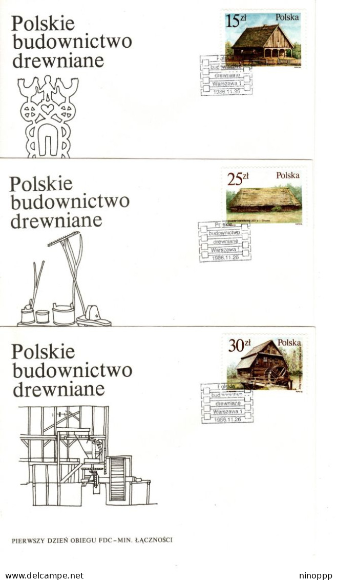 Poland 1986 Architecture, Set 6 First Day Cover - FDC