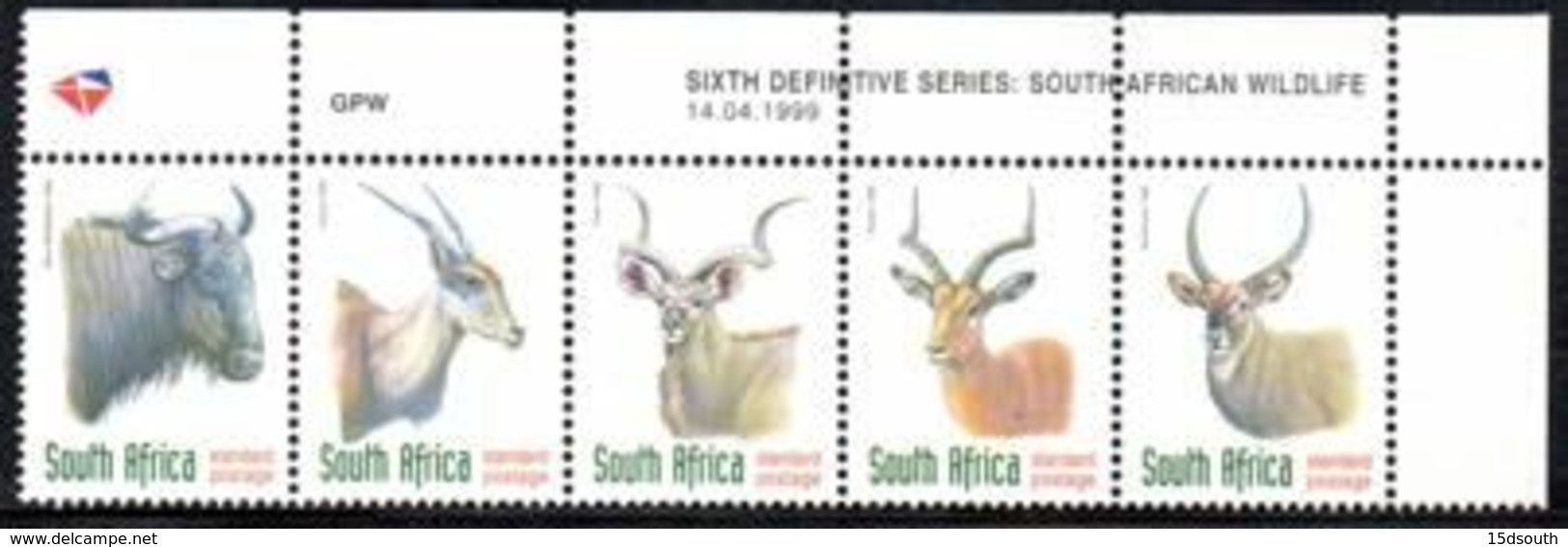 South Africa - 1999 Redrawn 6th Definitive SPR Antelopes Control Block (1999.04.14) (**) - Blocs-feuillets