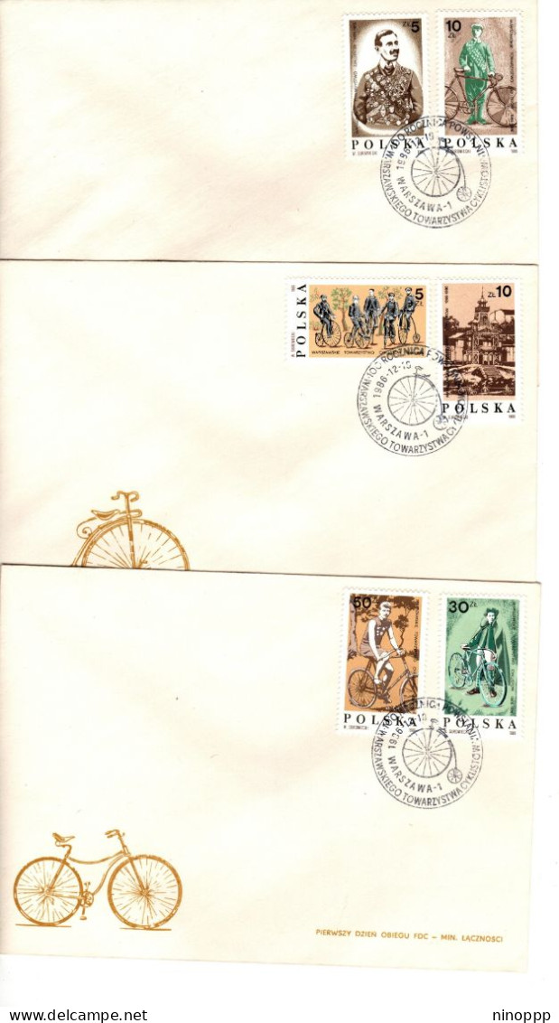 Poland 1986 Cyclists Association Centenary Set 3 First Day Cover - FDC