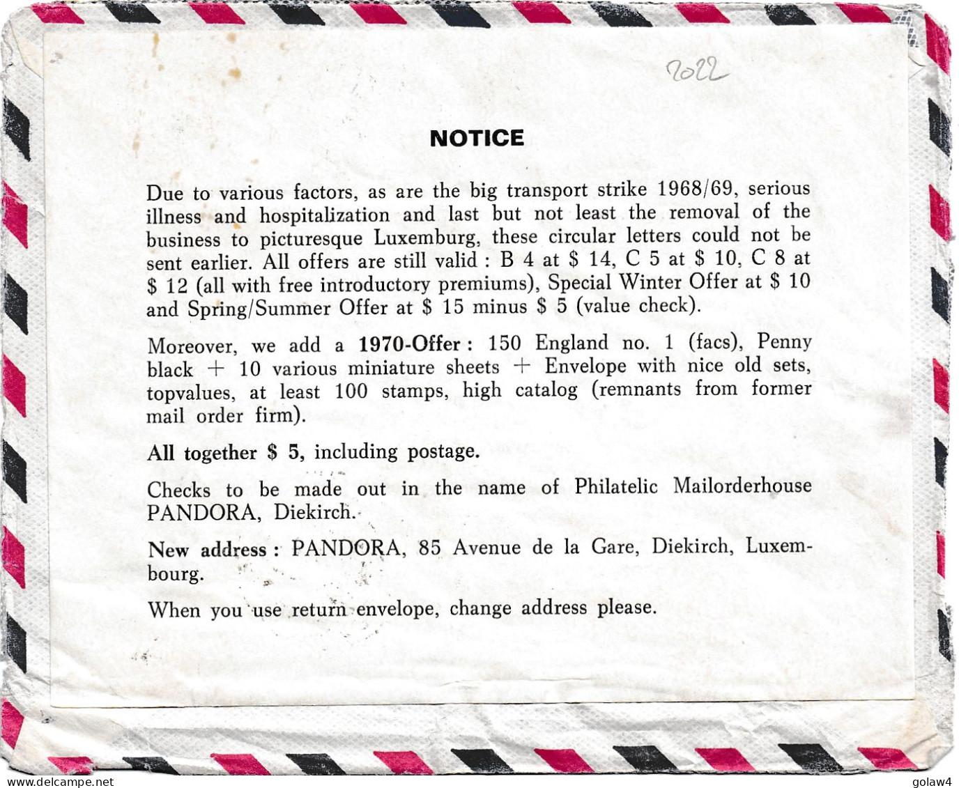 36157# LETTRE Au Dos VIGNETTE GREVE STRIKE Obl ECHTERNACH 1978 USA PANDORA DIEKIRCH - Lettres & Documents