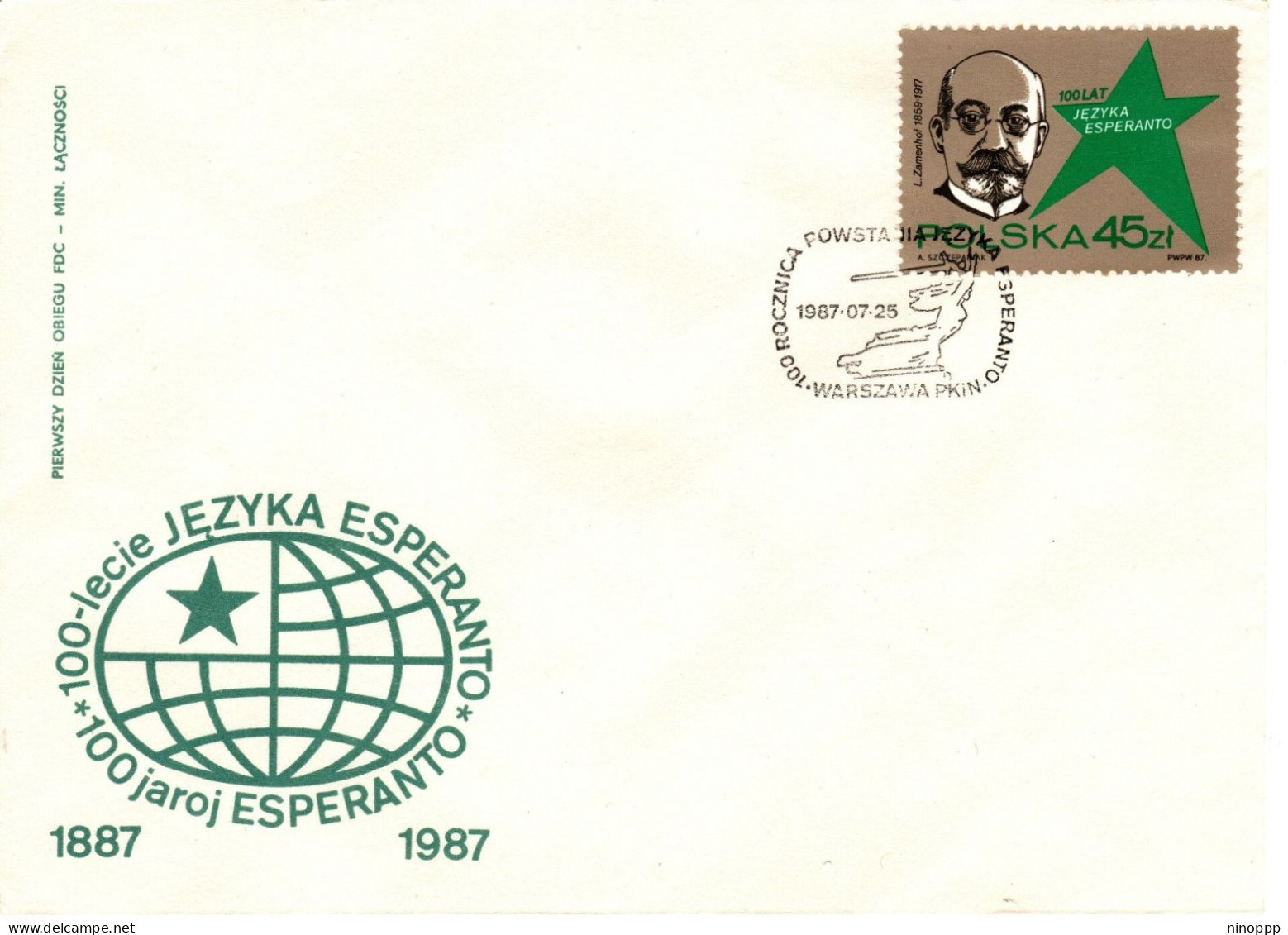 Poland 1987 Esperanto Language Cent. First Day Cover - FDC