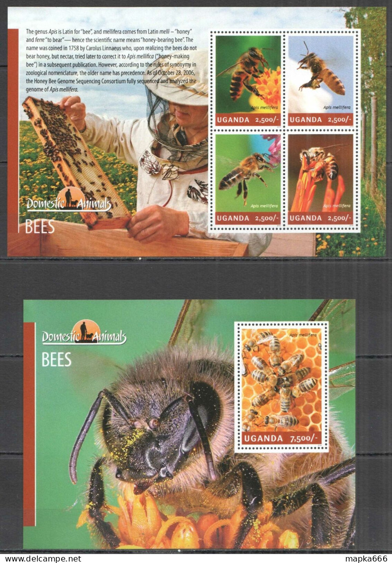 B0024 2014 Uganda Honey Bees Insects Fauna Domestic Animals #3270-3+Bl461 Mnh - Honeybees
