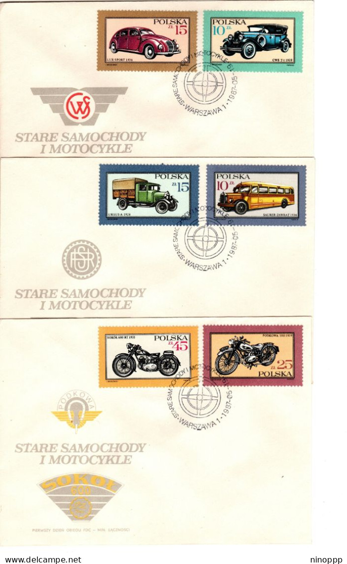 Poland 1987 Motorcycle Set 3 First Day Cover - FDC