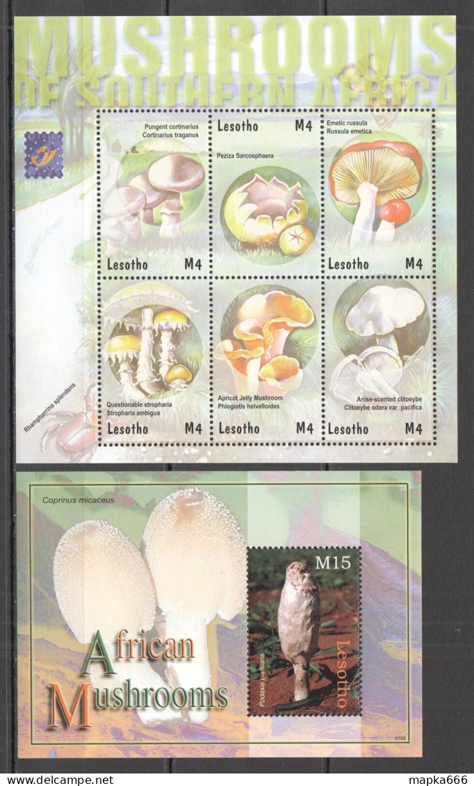 A1391 Lesotho African Mushrooms Flora Nature Bl+Kb Mnh - Pilze