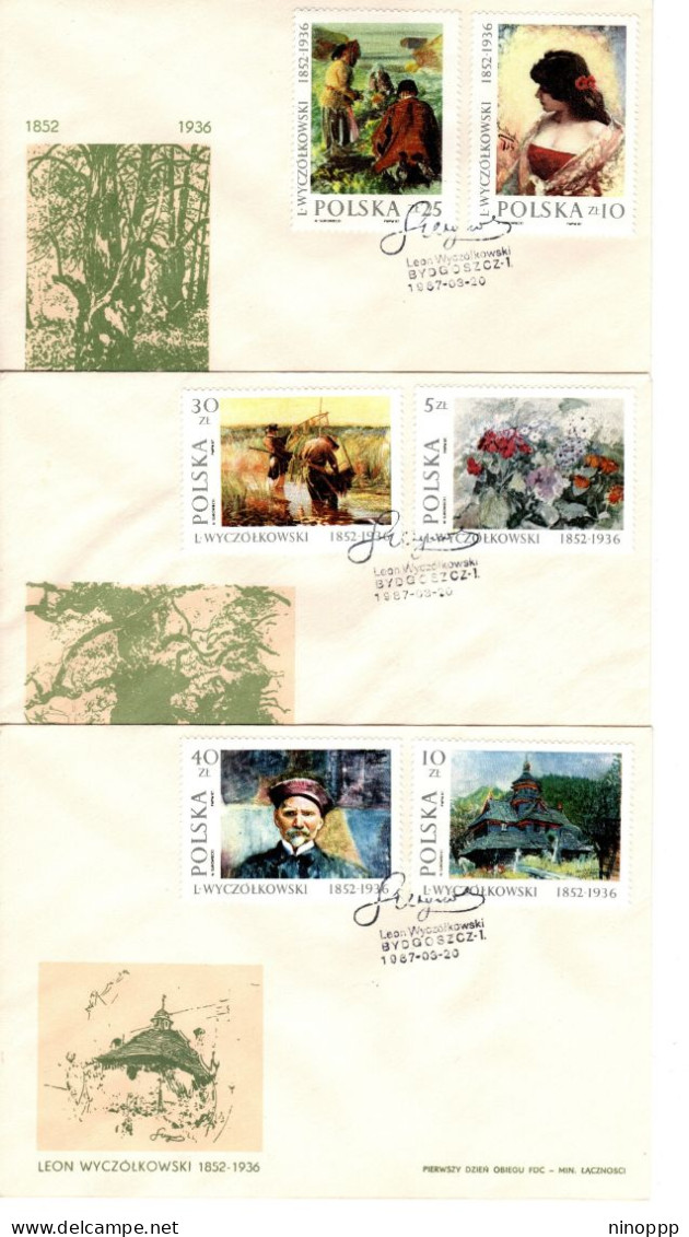 Poland 1987 Paintings Set 3 First Day Covers - FDC