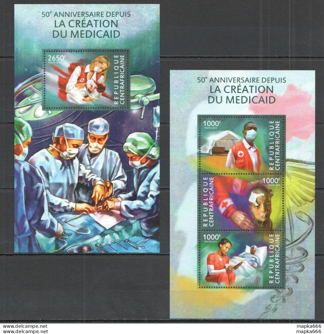 Ca314 2015 Central Africa Red Cross 50Th Anniversary Creation Medicine Kb+Bl Mnh - Red Cross