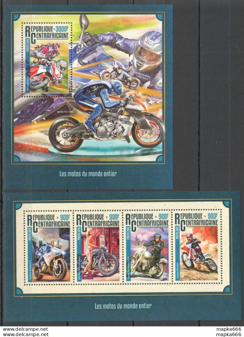 Ca105 2016 Central Africa Sport Moto Les Motos Du Monde Entier Kb+Bl Mnh - Motorbikes