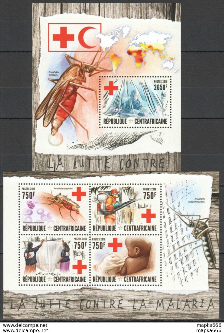 Ca026 2016 Central Africa Red Cross Combating Malaria Kb+Bl Mnh - Red Cross