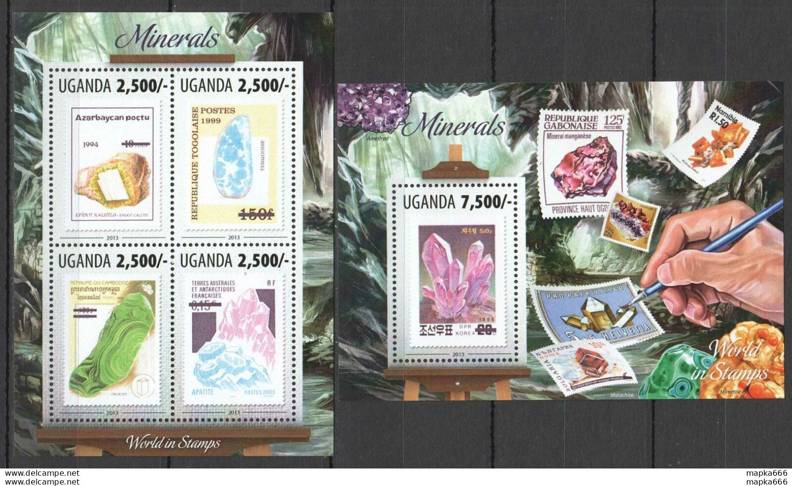 Ug043 2013 Uganda Minerals Geology Flora World In Stamps #3119-2+Bl436 Mnh - Minéraux