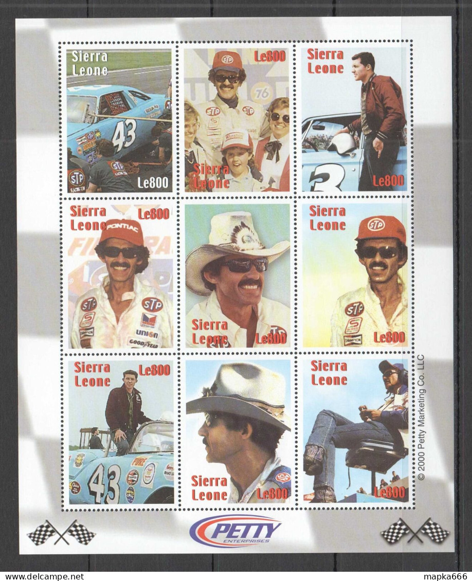 A1314 2000 Sierra Leone Nascar Petty Cars Auto Racing 1Kb Mnh - Auto's