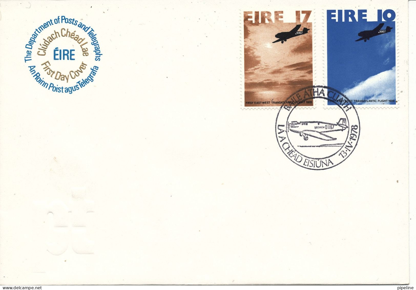 Ireland FDC 13-4-1978 Complete Aviation Set Of 2 - FDC
