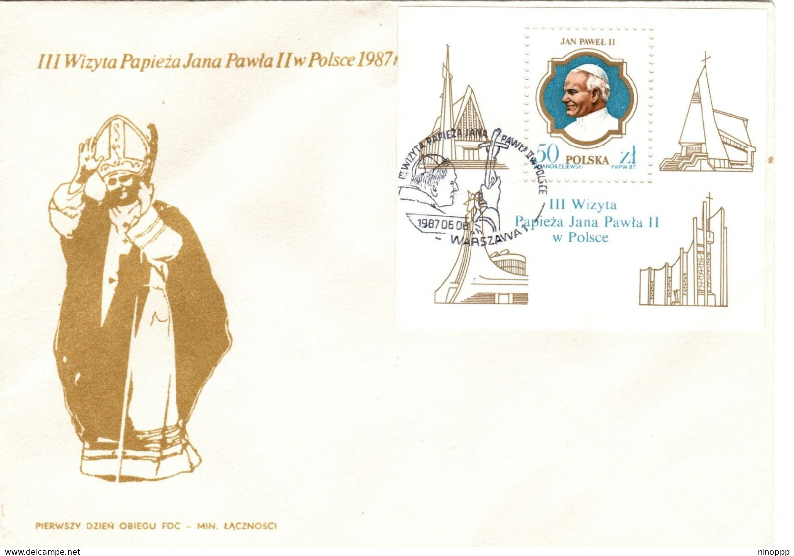 Poland 1987 State Visit Of Pope John Paul II Minisheet,First Day Cover - FDC