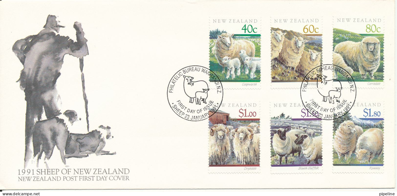 New Zealand FDC Sheep Of New Zealand Complete Set Of 6 With Cachet - FDC
