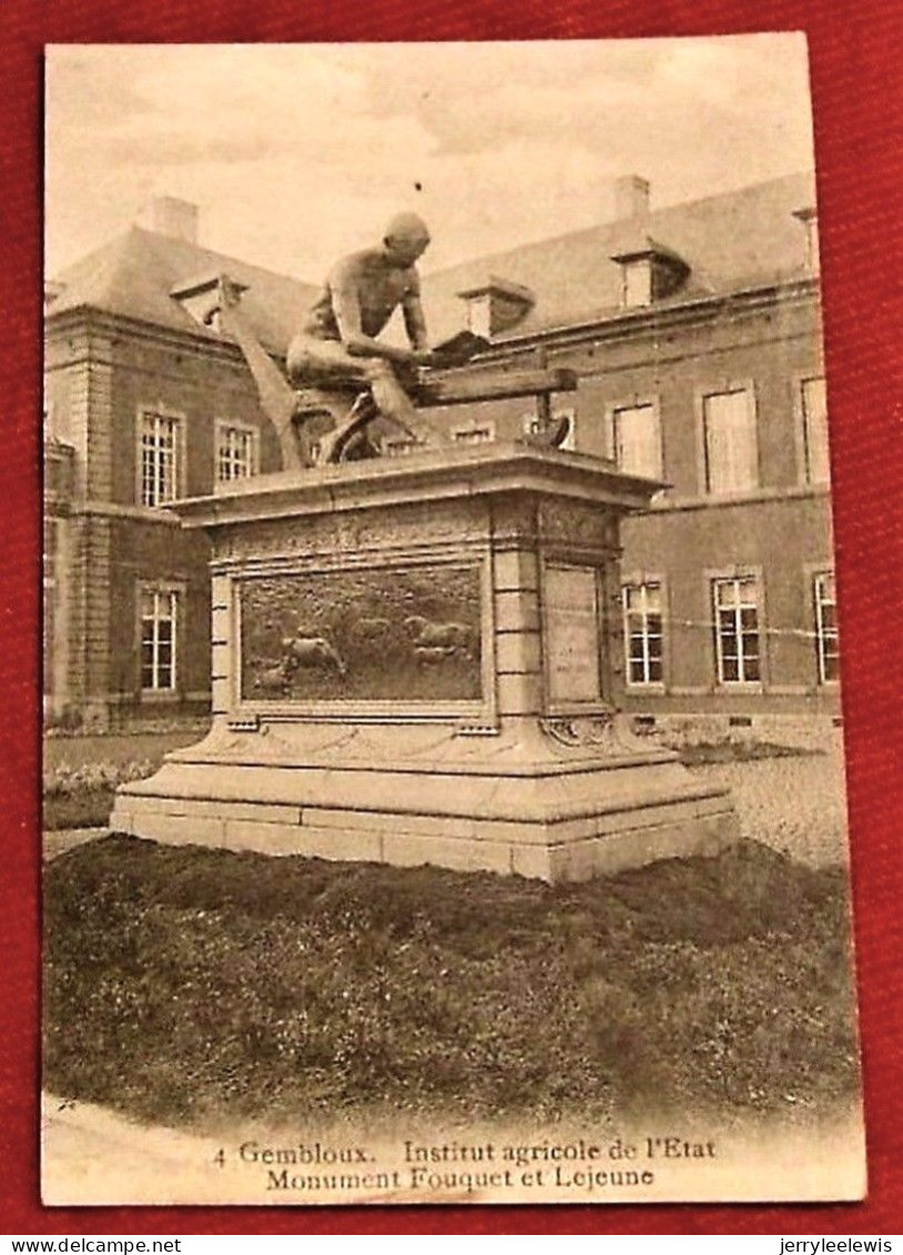 GEMBLOUX  - Institut Agricole De L'Etat - Monument Fouquet Et Lejeune  -  1919   - - Gembloux