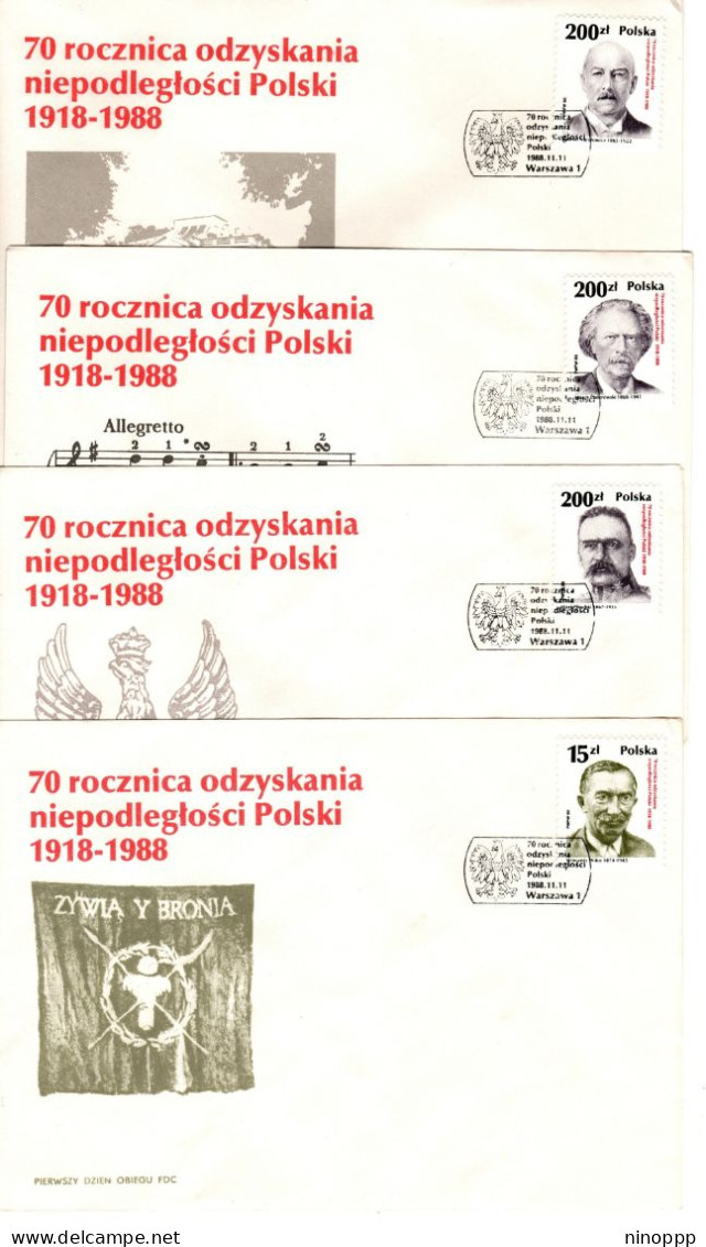 Poland 1988 National Leaders Set 8  First Day Cover - FDC