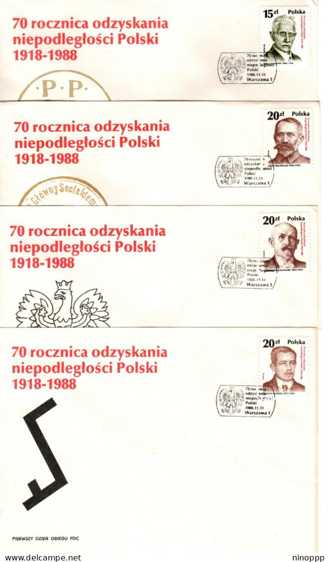 Poland 1988 National Leaders Set 8  First Day Cover - FDC
