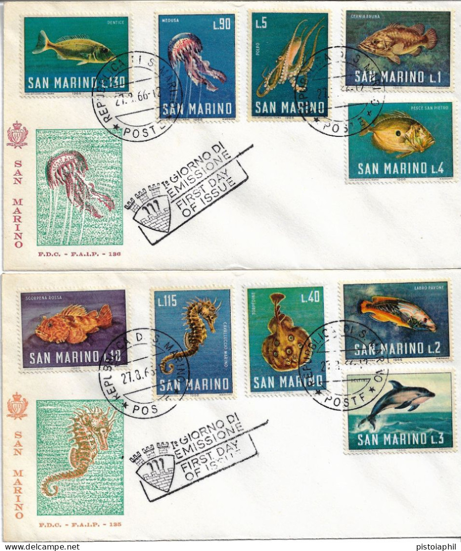 2 Fdc FAIP:  FAUNA MARINA 1966 - No Viaggiate - FDC