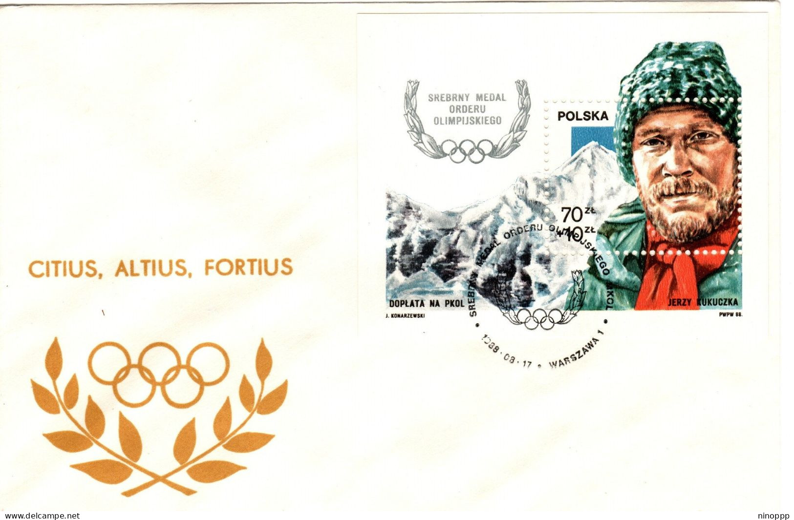 Poland 1988 Jerzy Kukuczka Minisheet  First Day Cover - FDC