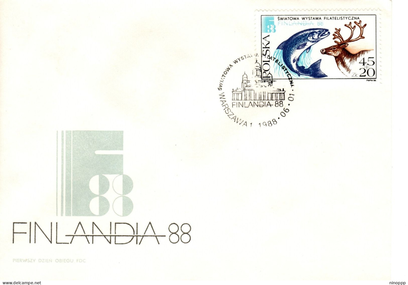 Poland 1988 Fnlandia 88  First Day Cover - FDC