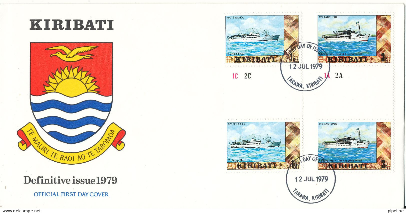 Kiribati FDC 12-7-1979 Definitive Issue 1979 SHIPS With Cachet - Kiribati (1979-...)