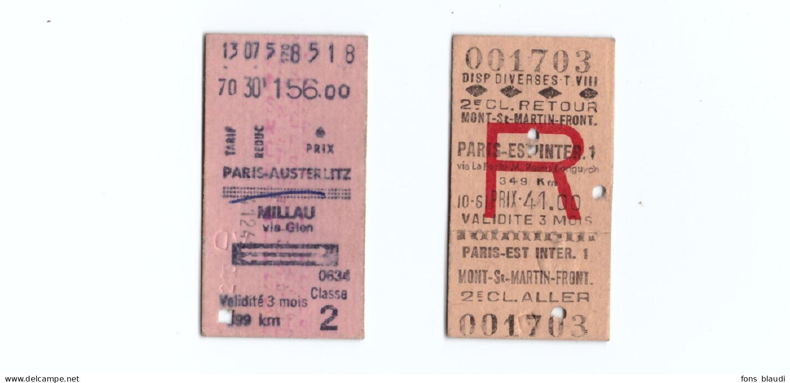 Paris - Ticket De Train : Paris Est-Inter Et Paris-Austerlitz - Europa